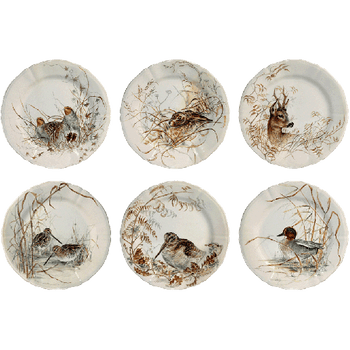 Gien Dessert Sologne Plates Game - set of 6